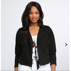 Lightly distressed denim Moto jacket